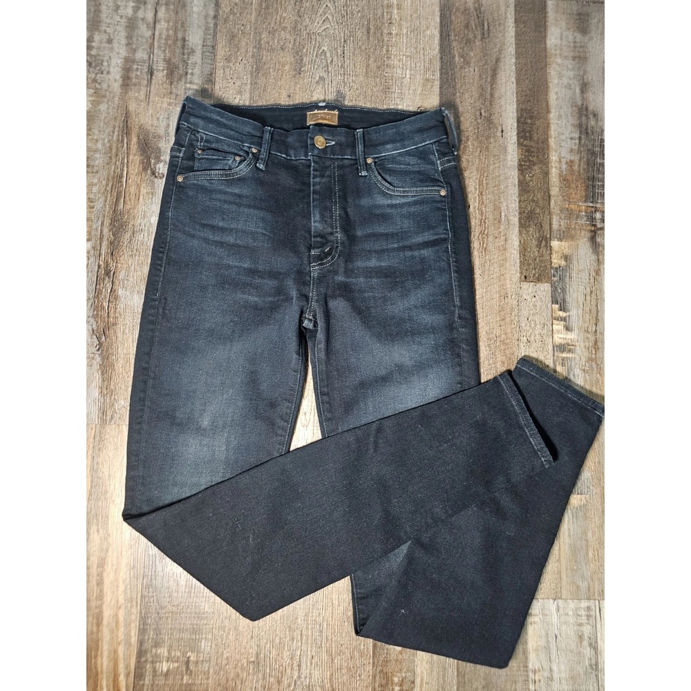 MOTHER Women's Blue Skinny Jeans Slim Fit High Rise Dark Wash 5-Pocket 30" ins